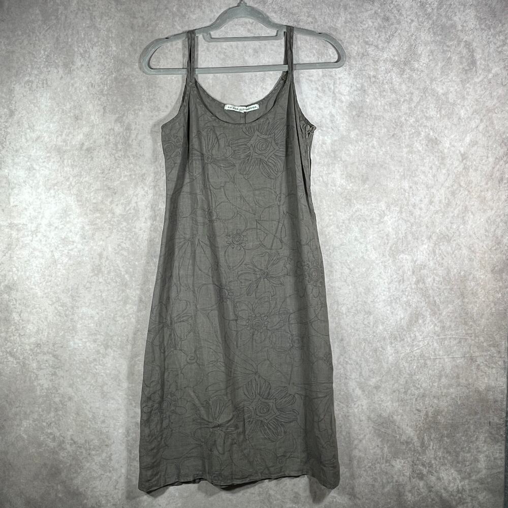 La Fée Maraboutée Roanne Dress Womens S‎ Gray Floral Linen Sleeveless Vacation